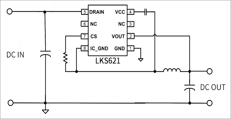 凌鸥输出15v电源恒压芯片LKS621典型应用电路