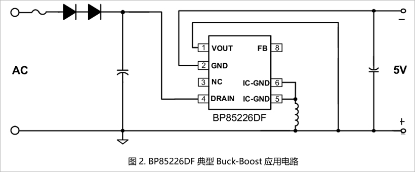 5v电源芯片BP85226DF典型Buck-Boost应用电路