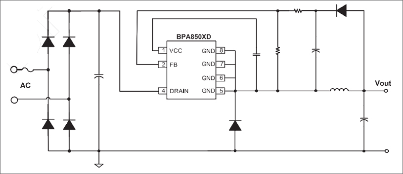 7脚电源芯片BPA8504D典型BUCK应用电路图