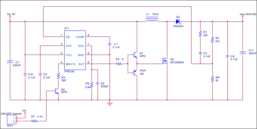 3v升9v0.5A电路